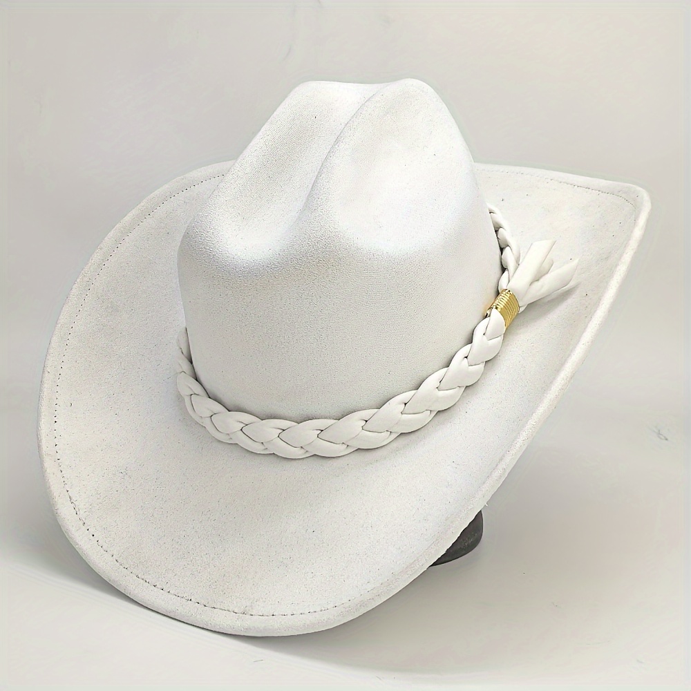 handmade style 3 braid bull rope cowboy hat wide - Temu display picture 2