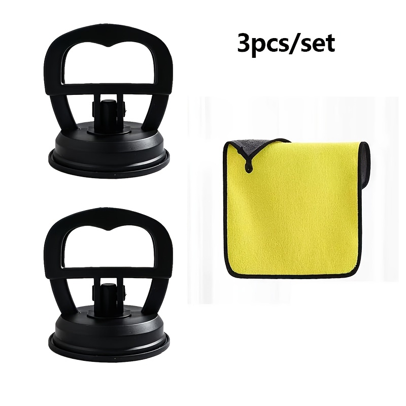 TEMU 3pcs Car Dent Repair Tool Set, Including Dent Suction Cups, A Complimentary Cleaning Cloth, A Vacuum Suction Net, And A Tool For Removing And