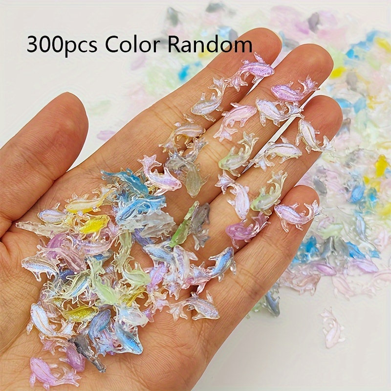 100-pcs/300-pcs Mini Goldfish Resin Figurines - Assorted Colors, Nail Art Accessories, Diy Perfect For Jewelry And…: retailer-supplied image