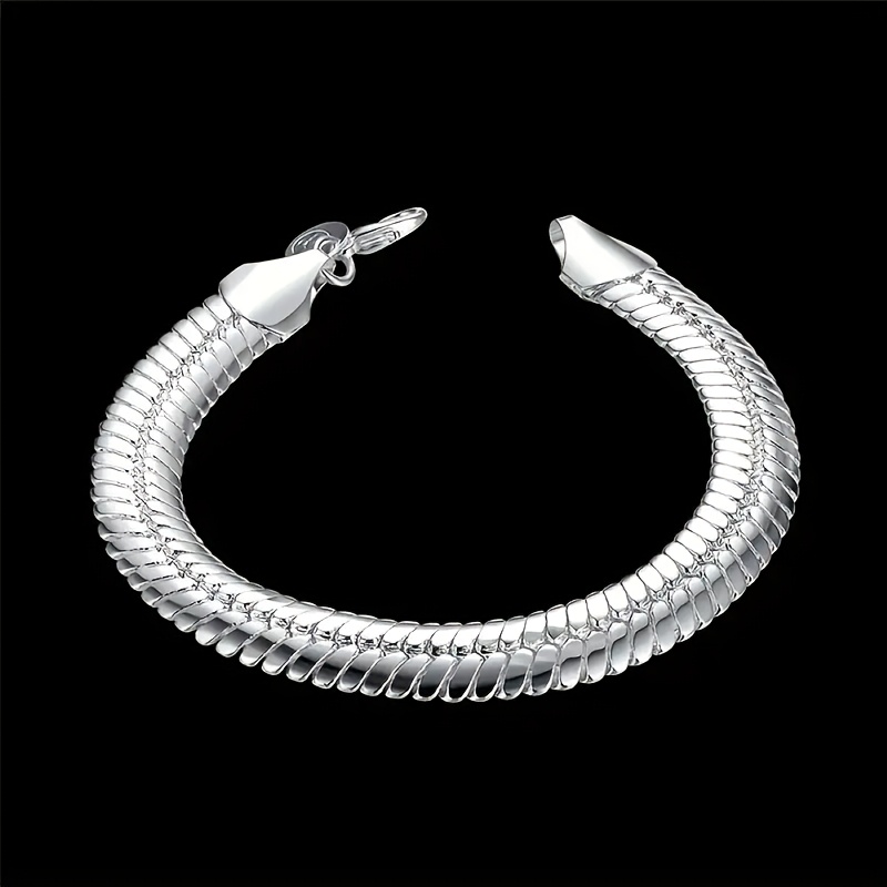 TEMU Elegant 925 Sterling Silvery Snake Chain Bracelet, Simple And Versatile, Suitable For Fashionable Jewelry For Weddings And Birthday Gifts