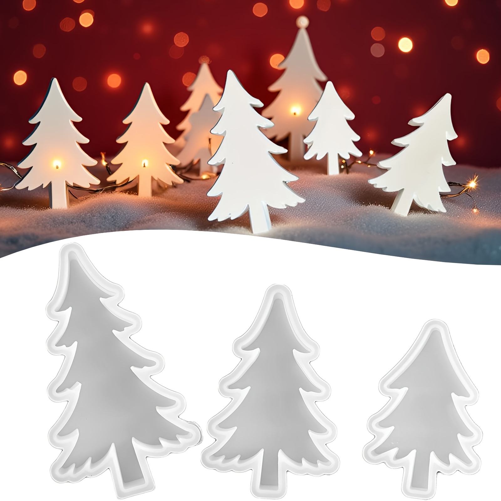 Set Of 3 Christmas Tree Silicone Molds, Suitable For Making Candles, Soaps, And Resin Crafts, Perfect For Projects And Home Decoration During The
