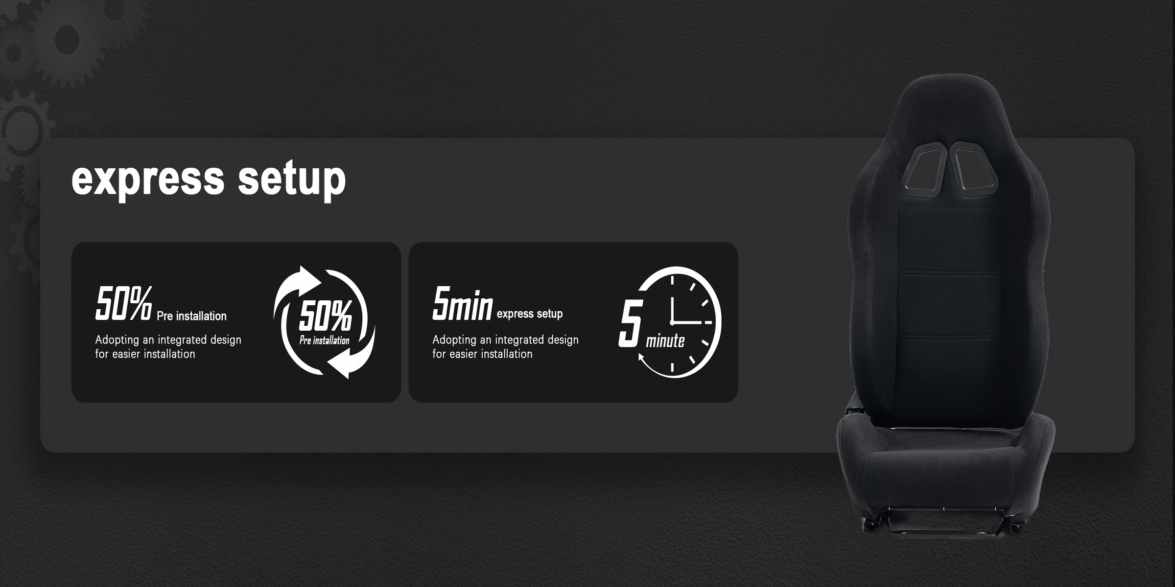 Minneer Adjustable Racing Simulator Cockpit Black Seat Dual Lock Dual Lane Adjustable PVC