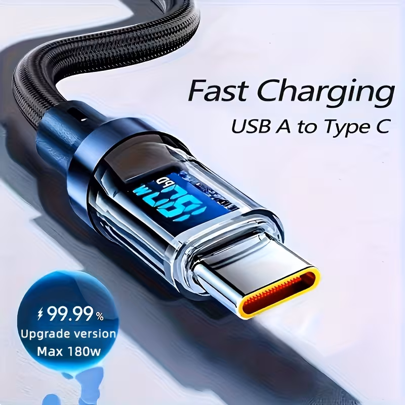 180w super fast charging usb a to type c cable with led data sync usb 6a compatible with iphone 15 16 xiaomi poco Product details 1