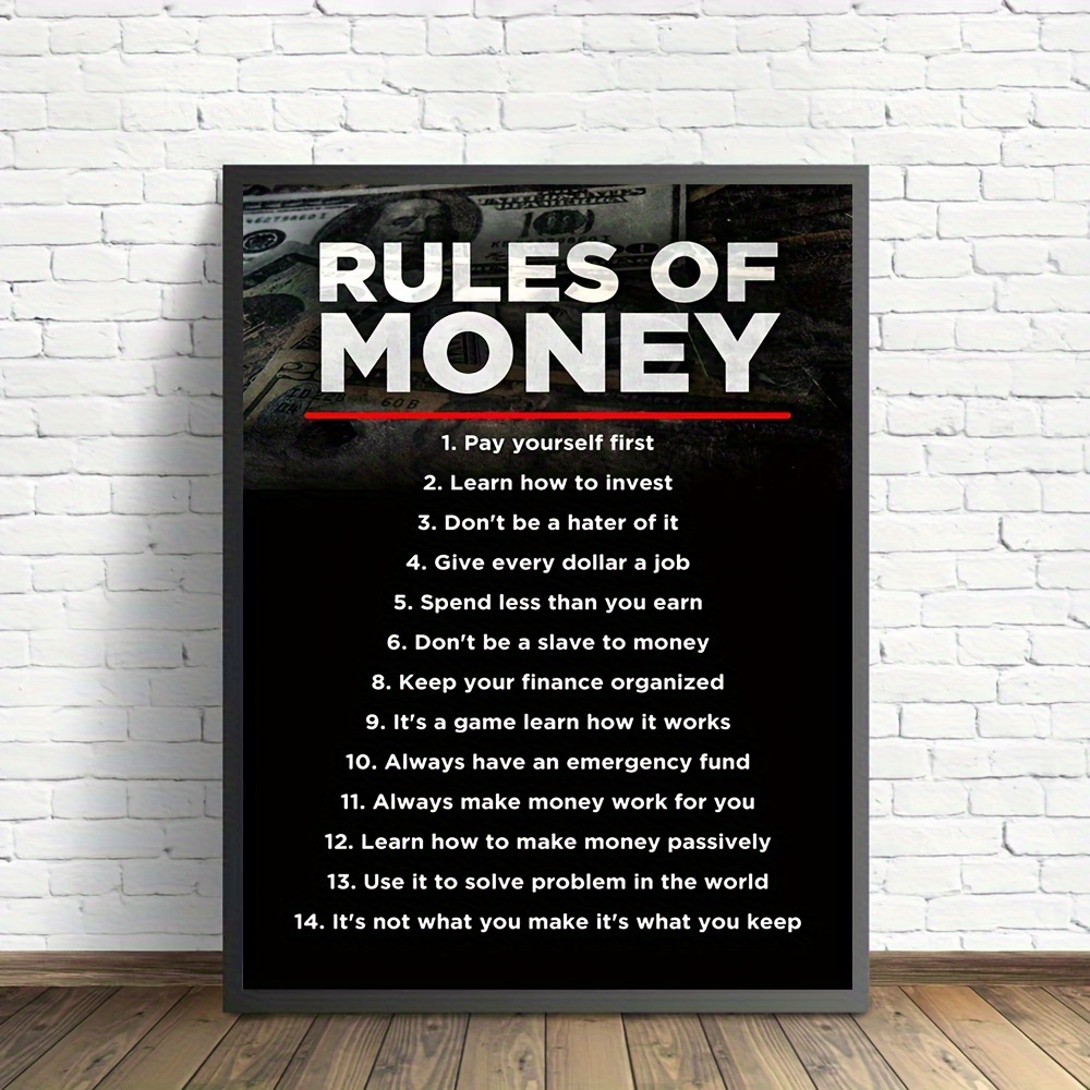 Unframed Canvas Wall Art Rules Money Poster Painting - Temu Australia