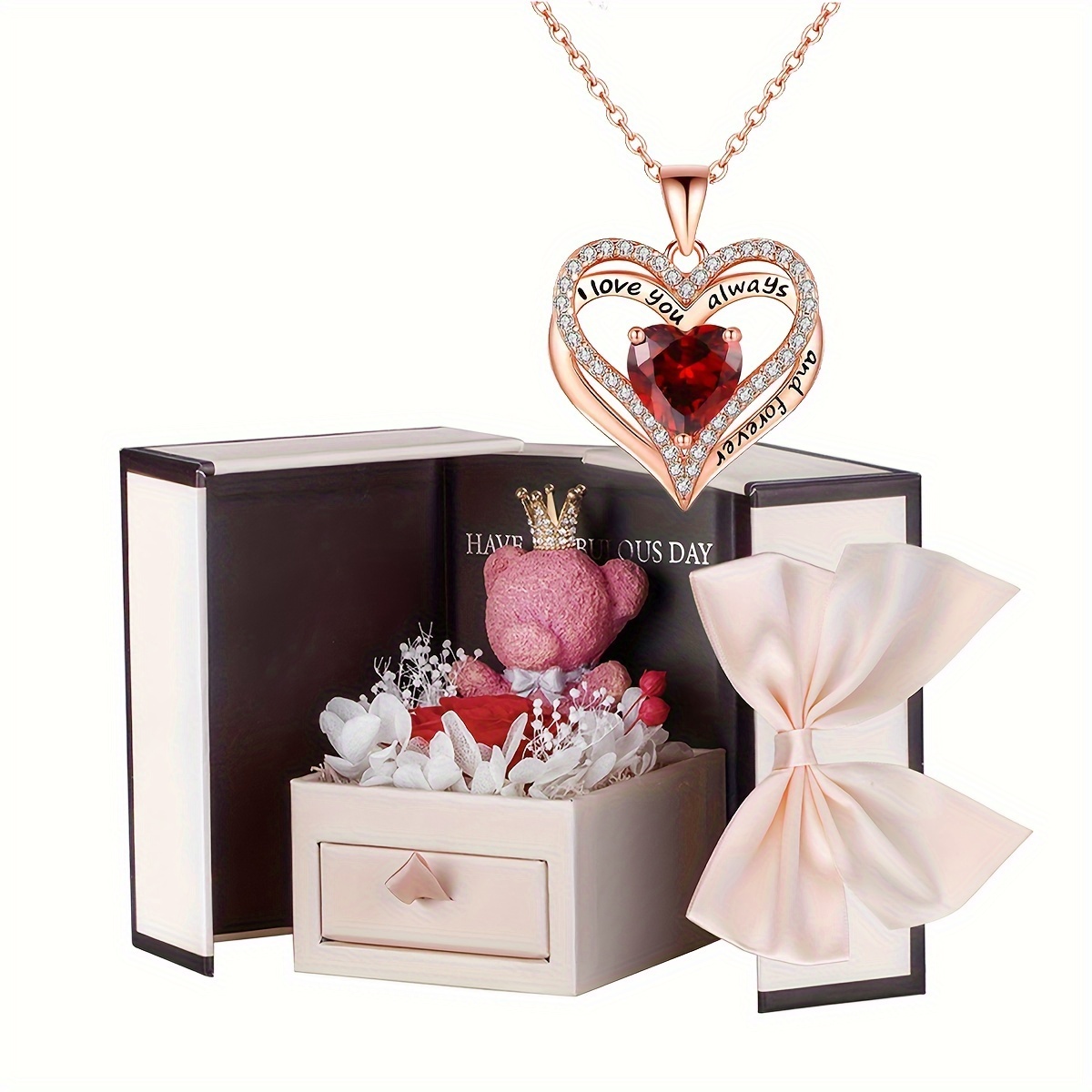 Preserved Real Rose Gifts Mothers Day Love Necklace Birthday - Temu