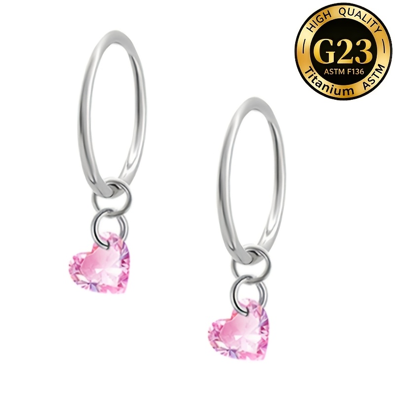 Women's Heart-shaped Drop Nose Ring with Hypoallergenic Clasp