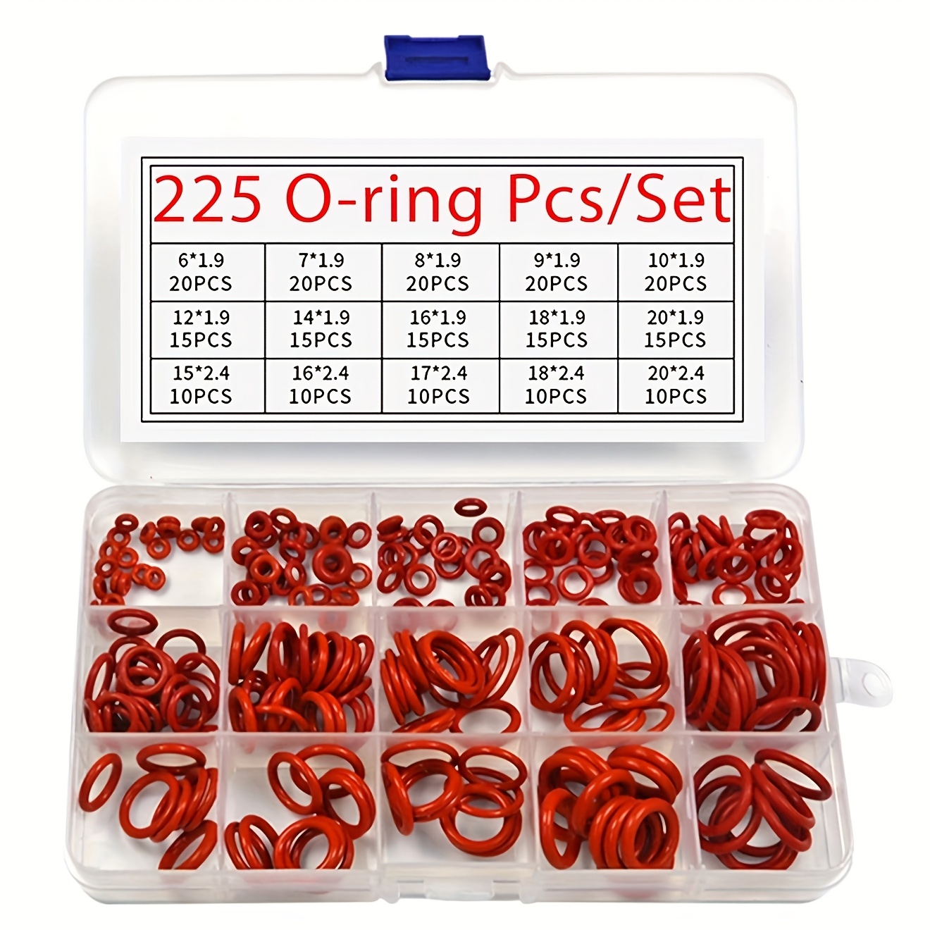 O-ring Set, Metric Vmq Gasket Set, Red, Suitable For Cup Lids, Coffee Machines, Brewing Accessories, Washing Machines, Filters, Pumps, Pipes, Hoses, Instruments, Cars, Machines