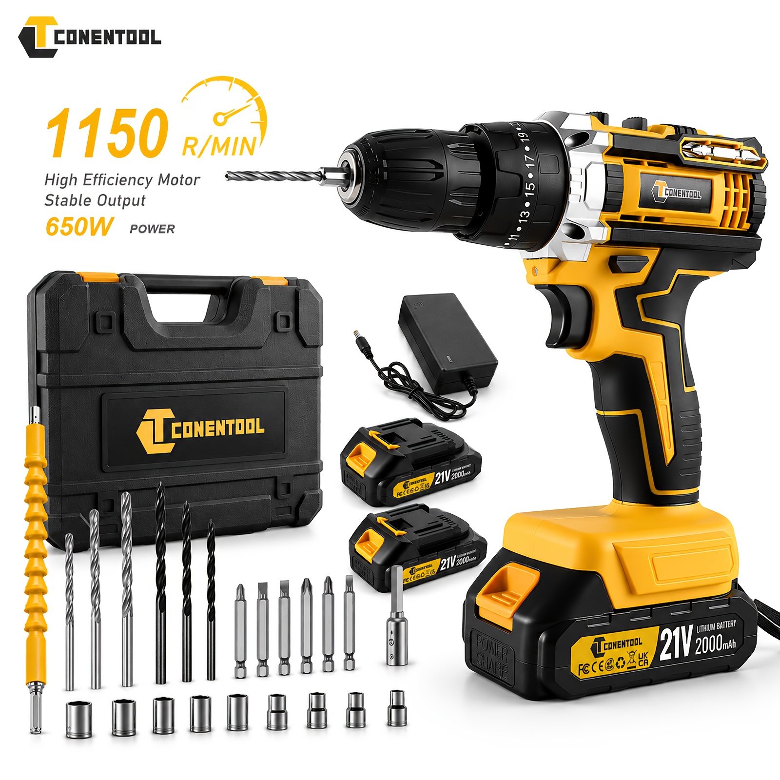 Image of 24pcs Electric Screwdriver Set, As The Device 1/2 High-capacity Battery, Two-speed Settings, Power Tool Set, Suitable For, Home Improvements, Woodworking And Working With Metal And Plastic