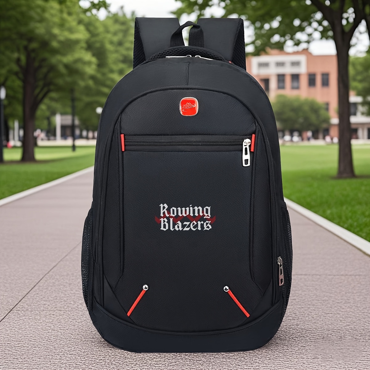 rowing   mens casual backpack with   white text   design durable multi functional convertible single double shoulder straps for daily   sports casual   secure zipper compartments 0