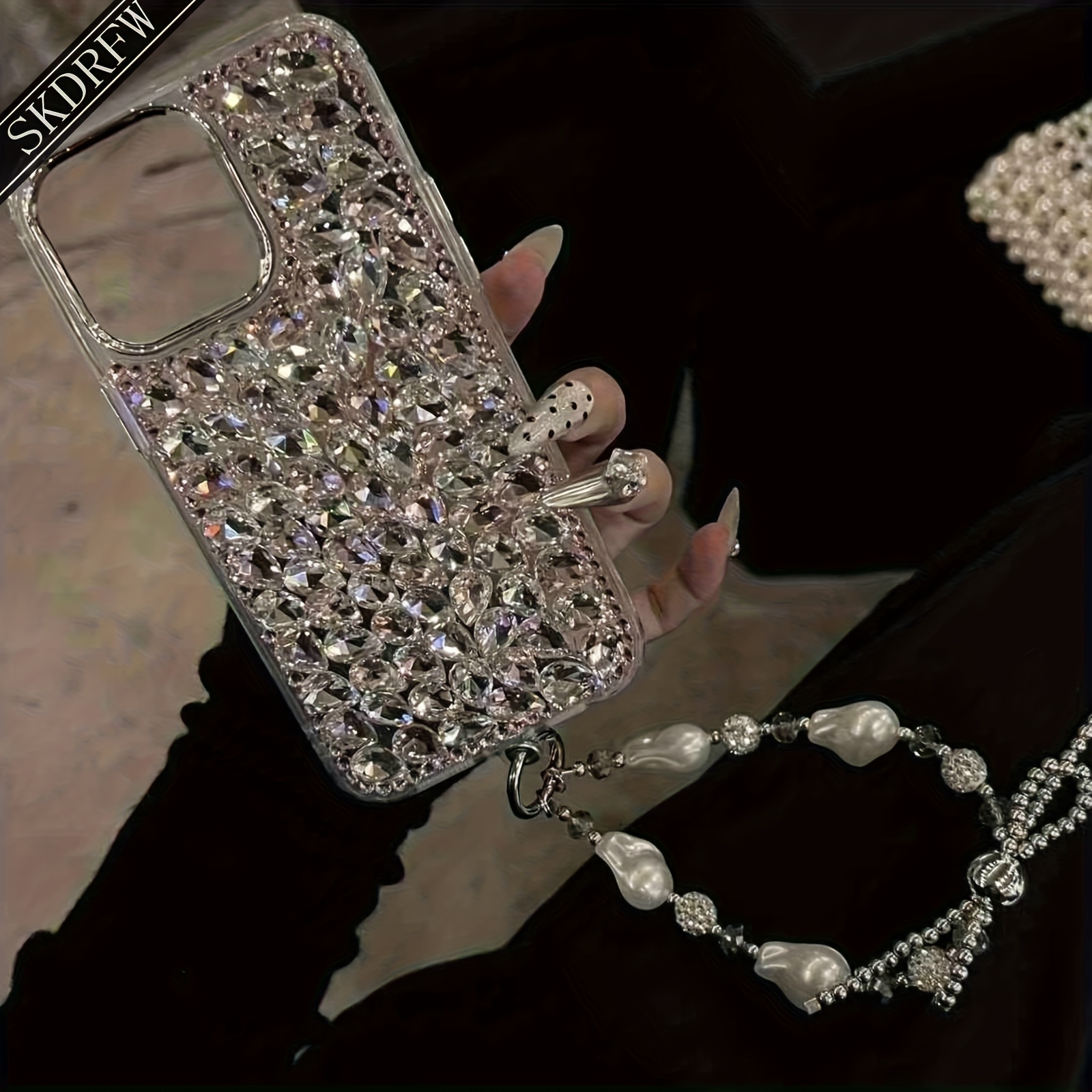 TEMU Funda para teléfono: Funda de lujo ligero de con pantalla completa, de pedrería y pulsera, para iPhone 18/18 Pro/18 Pro Max/17/17 Air/17 Pro/17