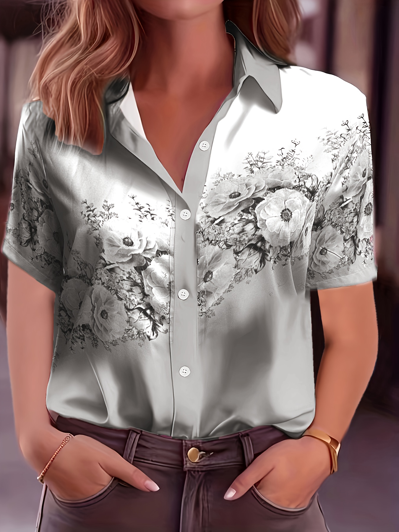 Blusa Blanca Camisas Con Flores Para Mujer Flores Blusas Blancas