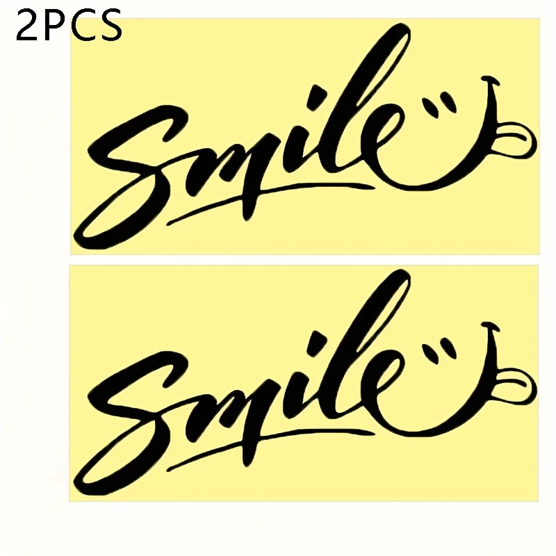 [ 2pcs ] Smiling Car Stickers - Suitable For Car Windows, Rearview Mirrors, Laptops, Refrigerators, Durable Vinyl Stickers | Happy , Smiling Design | Just Stickers, Smiling Pattern Stickers Car Decals