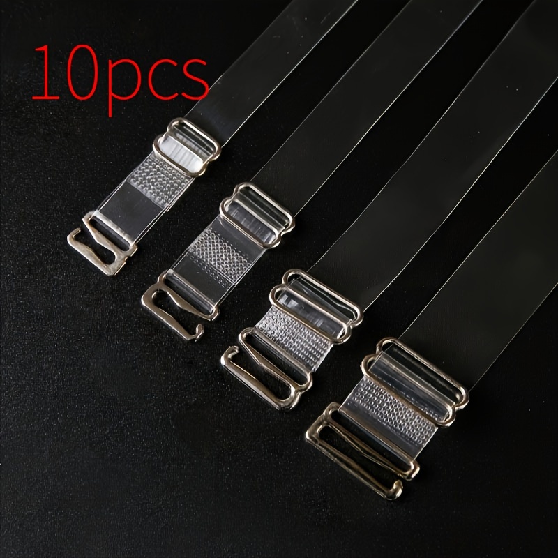 

10pcs Transparent Shoulder Straps, Metal , Invisible Adjustable Underwear Straps, Women's Lingerie & Underwear Accessories