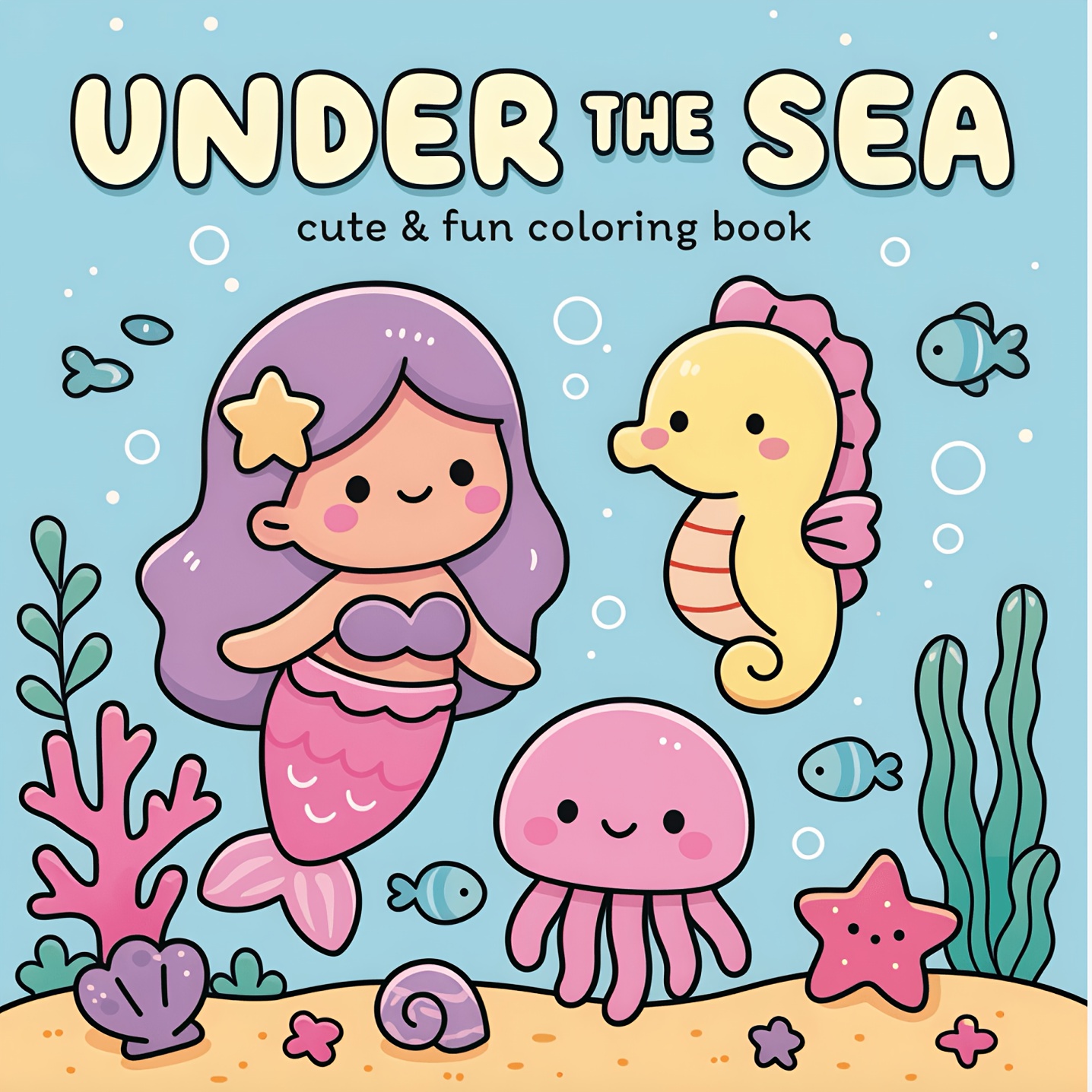 TEMU 1 Coloring Book | 24 Pages Of Cute Mermaid-themed Under The Sea Scenes, Featuring Pearl-encrusted Bubbles, Glowing Coral , And Seaweed Jelly,