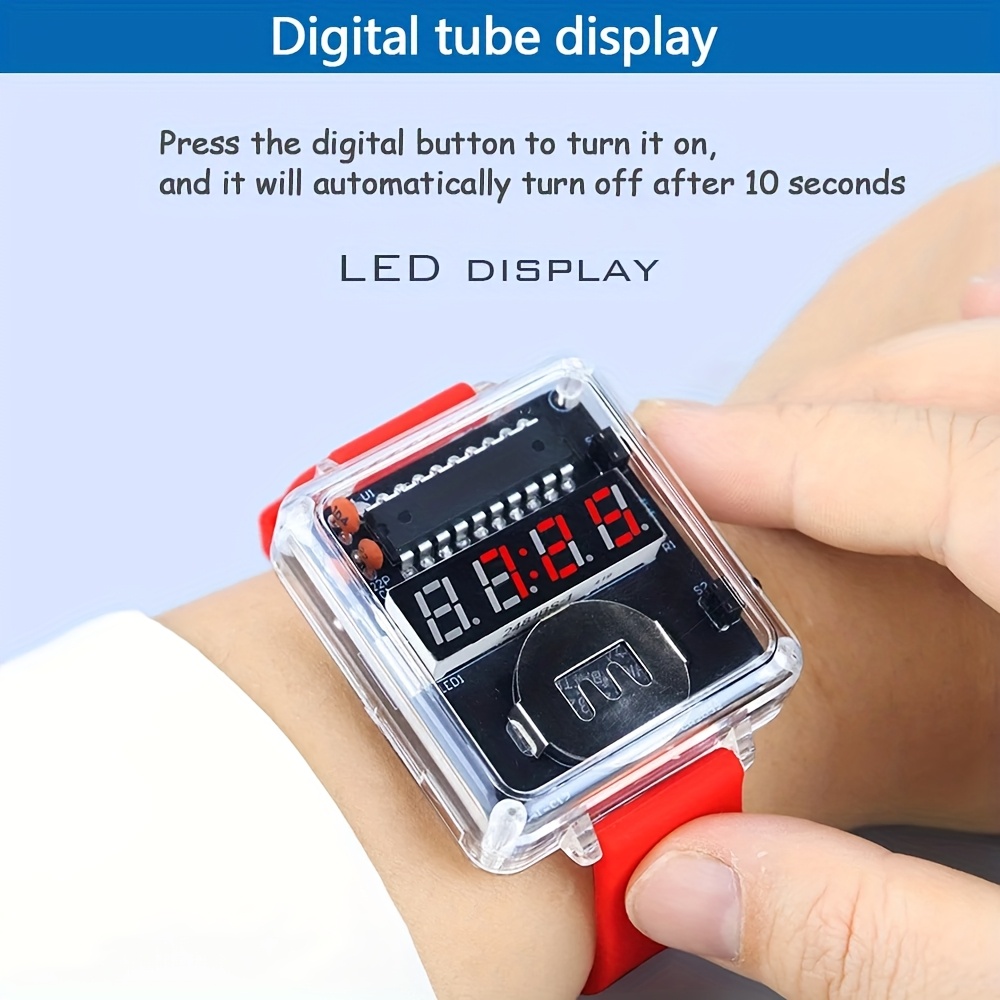 diy electronic watch kit led digital tube   soldering project transparent case 3v diy kit electronic Product details 2