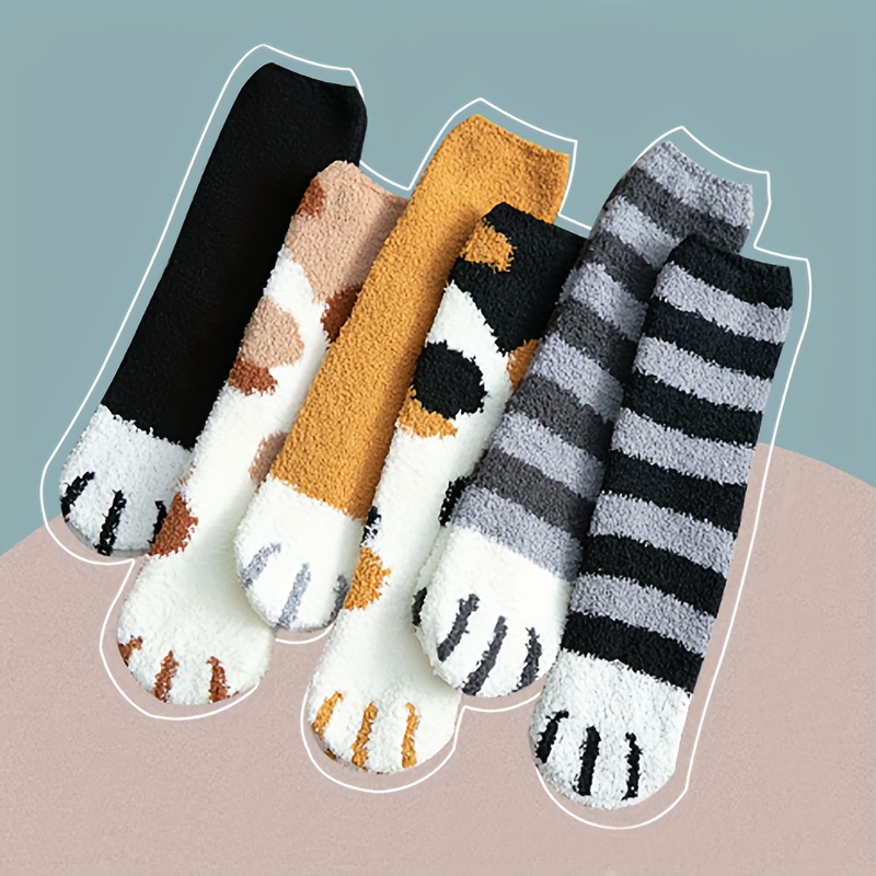 

Japanese And Korean Style 6 Pairs Of Women's Socks, Cute Mid-calf Socks, Ins Autumn And Winter Warm Coral Velvet Floor Socks, Girl's Heart Sleep Socks, Women's Socks