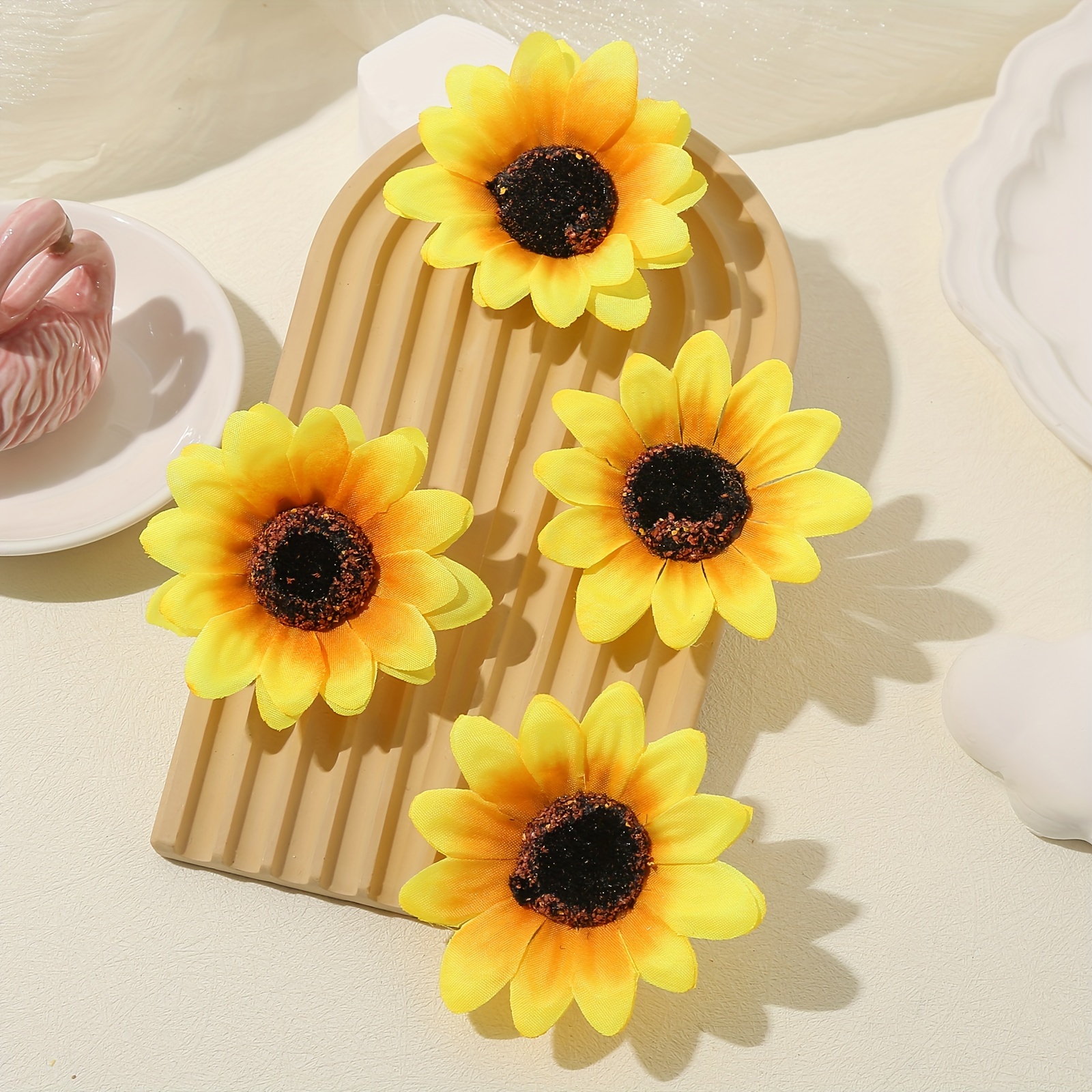 

4pcs Yellow Sunflower Flower Hair Clip Headwear Hairpin Women's Hair Accessories