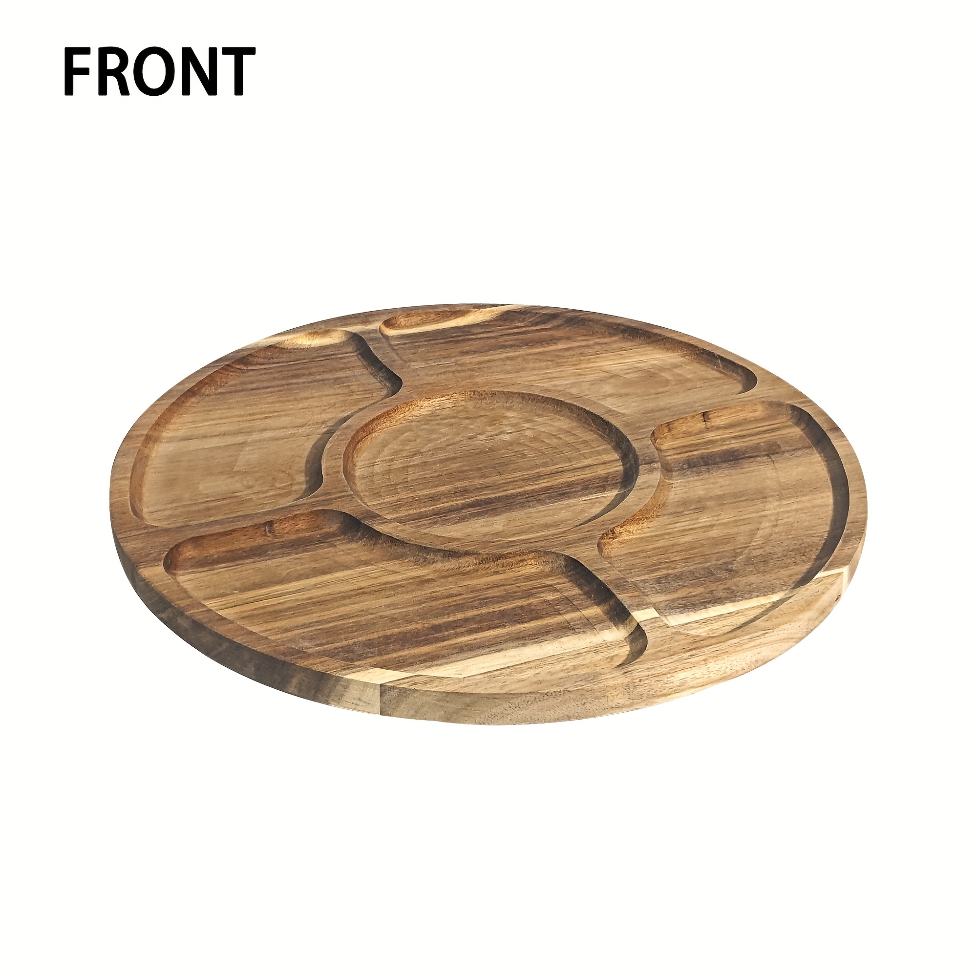circular serving tray with rotating   wood organizer multi compartment snack plate for kitchen dining wedding   elegant table decor for parties home   serving trays for party reusable wood tray kitchen organizer stylish kitchenware kitchen organizers
