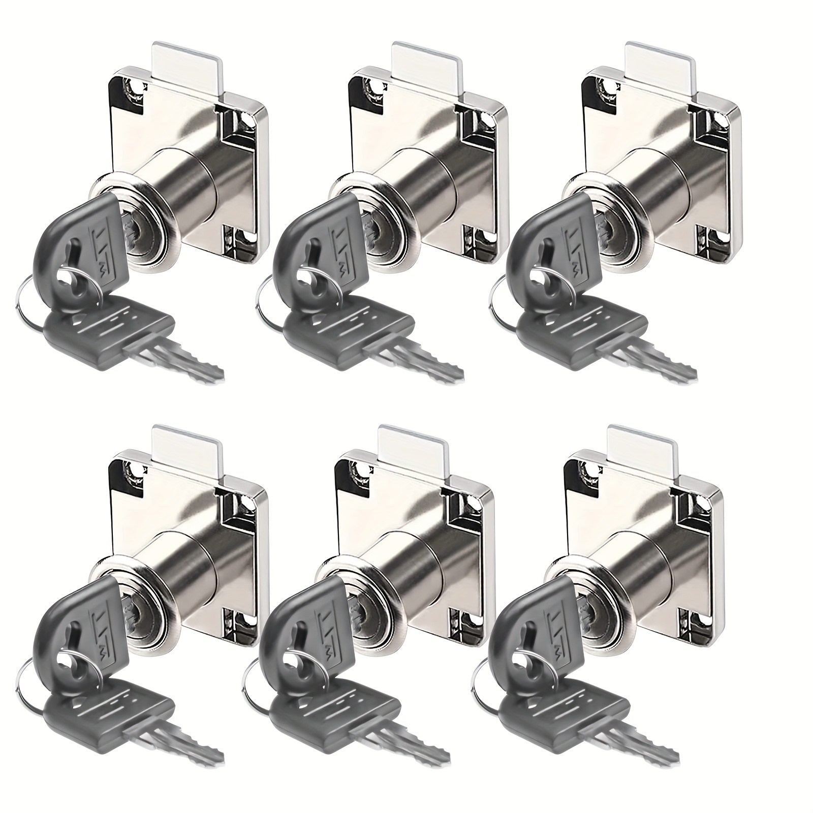 

6pcs Furniture Cabinet Locks With 12 Keys For Office, Home, Shopping Mall, Store Drawers, Wardrobes, Display Cabinets