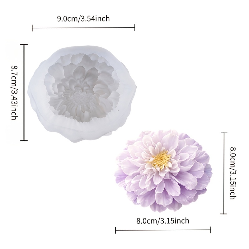 TEMU Resin Casting Molds: Three-dimensional Gradient Purple And White Peony Silicone Mold, With Full Layers And Fine Texture For Easy Demolding.