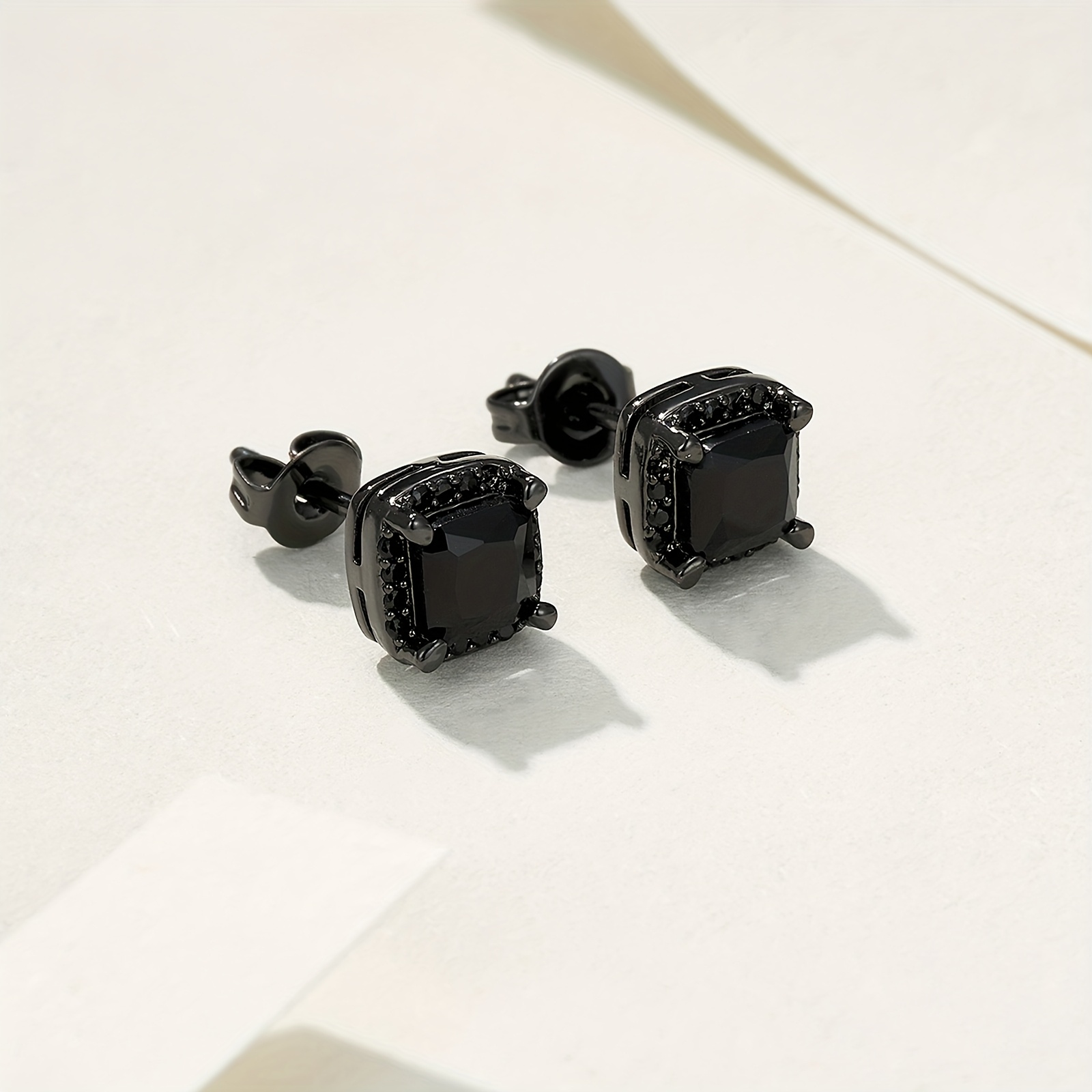 TEMU Iced Chics 5054 8mm Black Synthetic Zirconia Copper Hip Hop Ear Plug Earrings, For Men, Women, Wedding, Anniversary, Concert, Festival, Birthday, Daily Gift