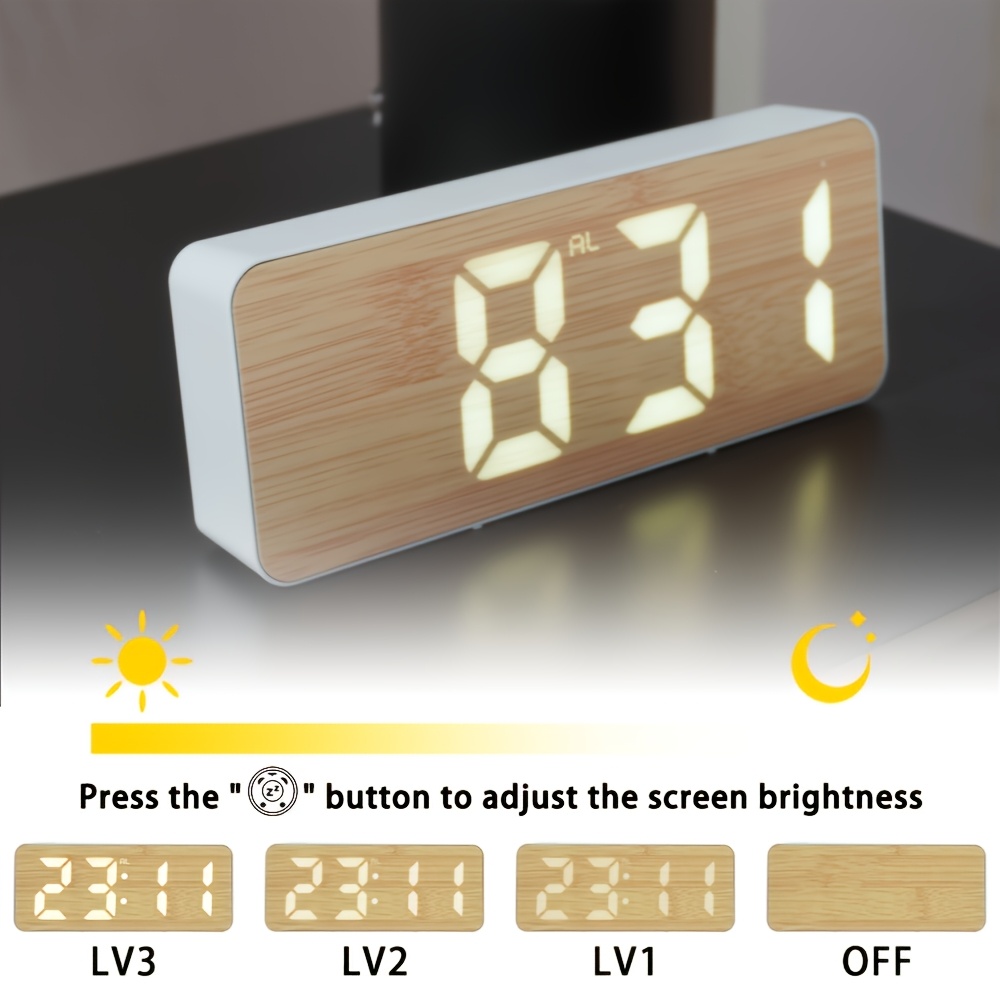 Relógio LED Multifuncional, Brilho Ajustável de 3 Níveis, com Alarme de Exibição de Temperatura, Mostrando Hora/Data/Temperatura, Adequado para Casa, Escritório, Decoração de Quarto