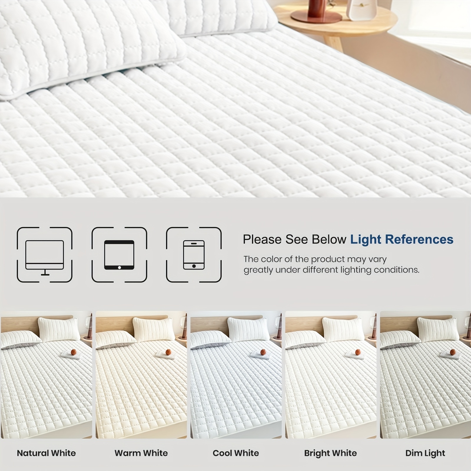 1pc Quilted Mattress Protective Cover - Soft & Waterproof Mattress Protector, Fitted Sheet-Compatible Bedding Cover for Bedroom/Guest Room, 7 Colors Available(Excluding Pillowcase)