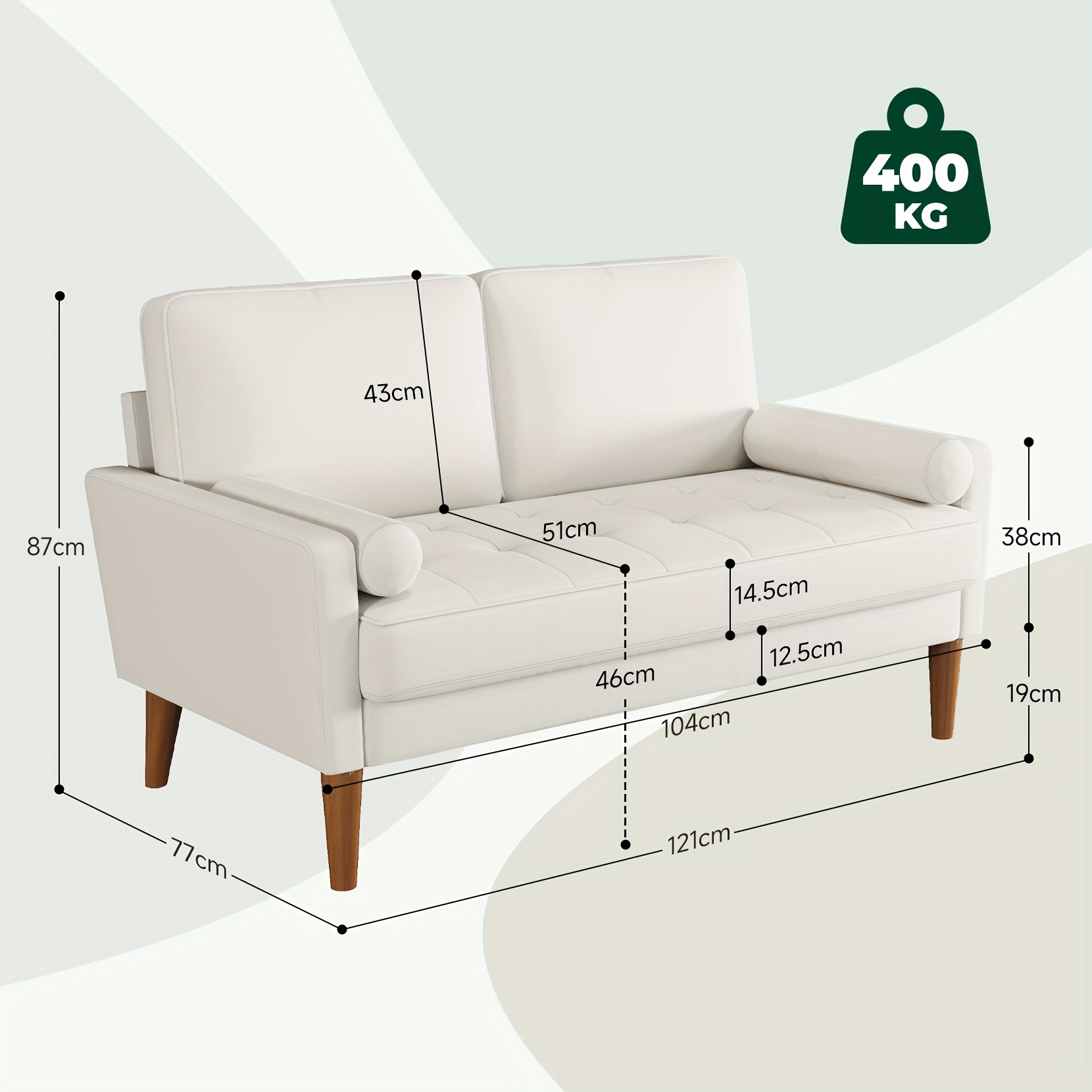 Small 2 Seater Sofa, Comfy Velvet Couch with Spring Cushion