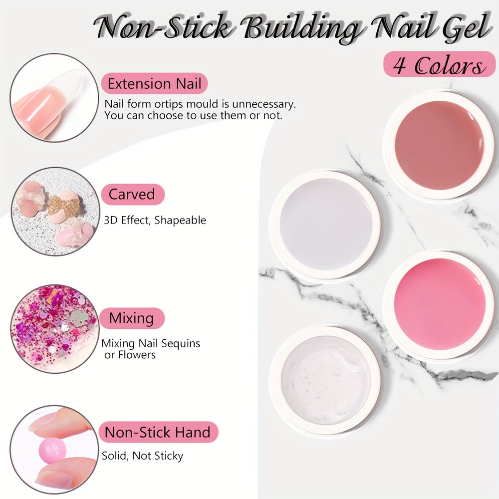 

Osnailmall Hypoallergenic 15ml Extension Gel Uv Polish, Carve & Shape Poly Nail Gel, Non-stick Easy-to-use Solid Nail Thickening Solution In 4 Colors