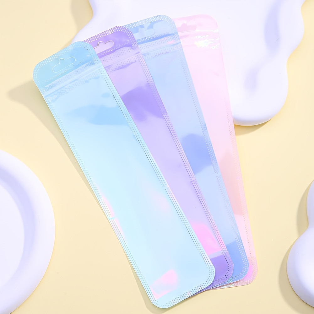 50 Holographic Packaging Bags With Resealable Dust Bags Suitable For Storing Jewelry Makeup Tools Pens Gifts