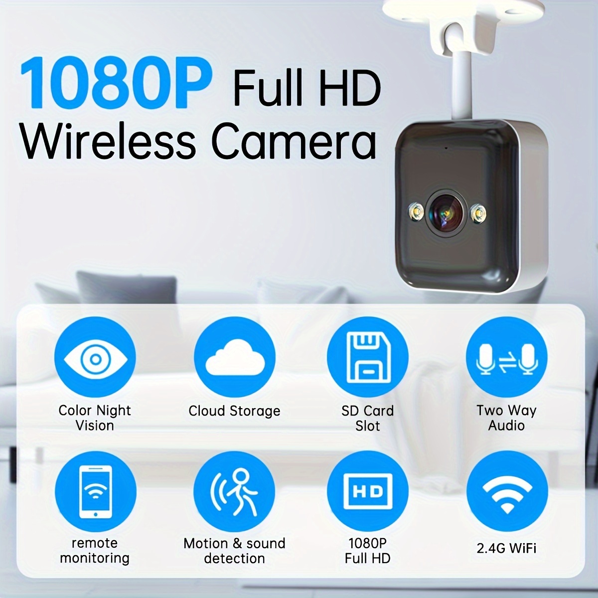   1pc 1080p full hd security camera color night vision dual way   detection built in ap hotspot mini indoor outdoor camera wall mounted usb powered compatible with   homekit smartphone control 36v max voltage no battery included details 0