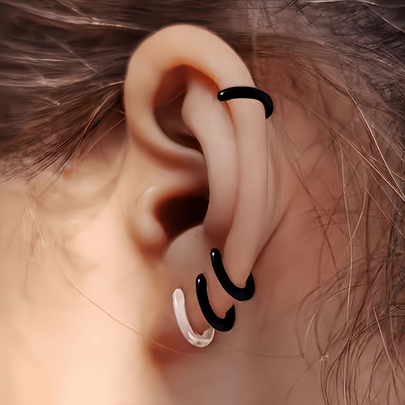4pcs Minimalist Resin Hoop Earrings Prevent Ear Piercing Clogging