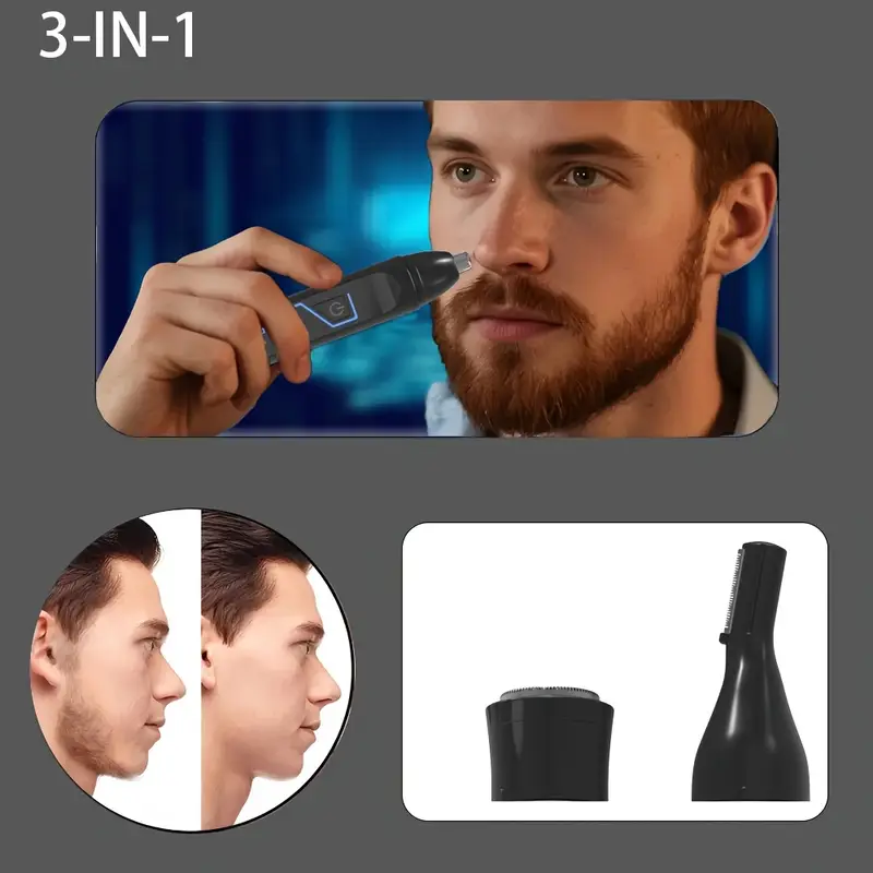 3 in 1 professional mens and womens grooming kit suitable for nose hair trimming sideburns trimming beard trimming ear hair trimming leg hair trimming underarm hair trimming bikini line trimming   electric shaver full body hair trimmer multi functional body groomer detachable heads usb charging perfect gift for father dad Product details 3