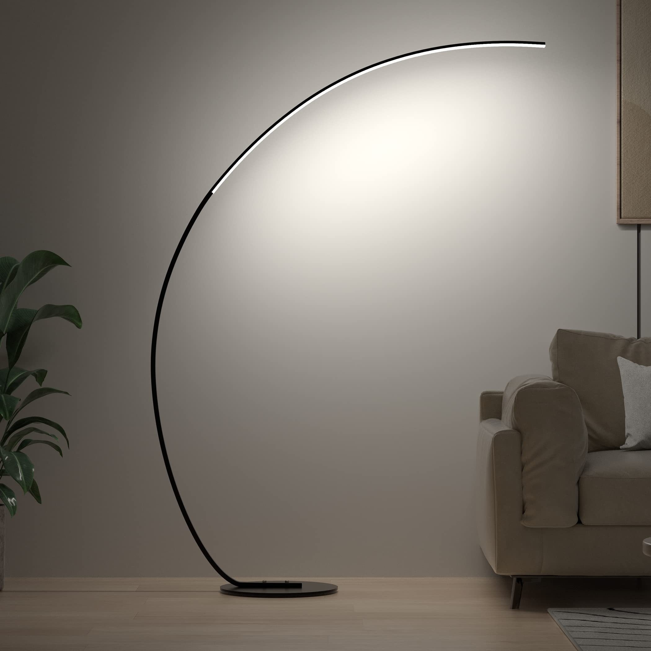 

Arc Floor Lamp For Living Room, 70" Floor Lamp, Tall Black Led Dimmable Modern Floor Lamp, 3 Color Temperature, Curved Cool Unique Floor Lamps For Bedroom Office Home, Party, Movie Night