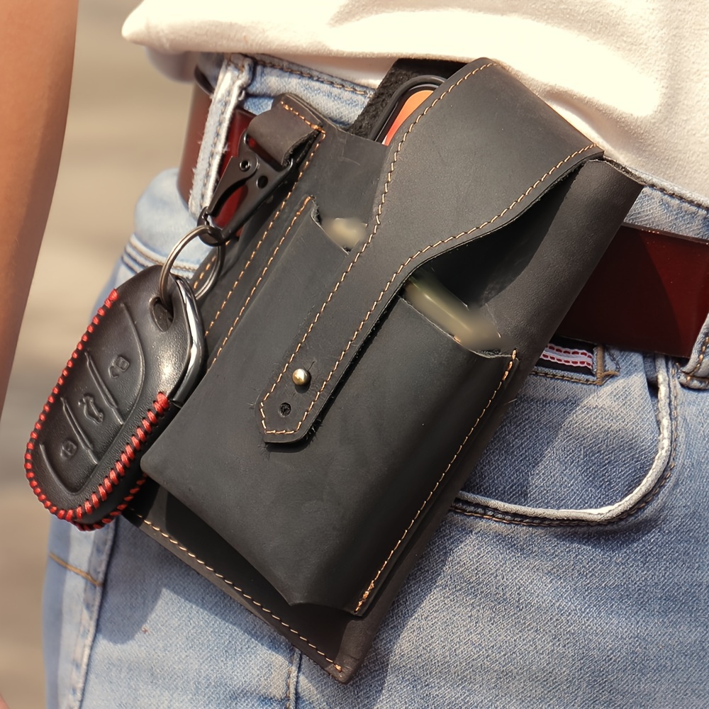 

Men's Leather Phone Bag With Belt Loop - Vintage , Key Holder, Ideal For Daily