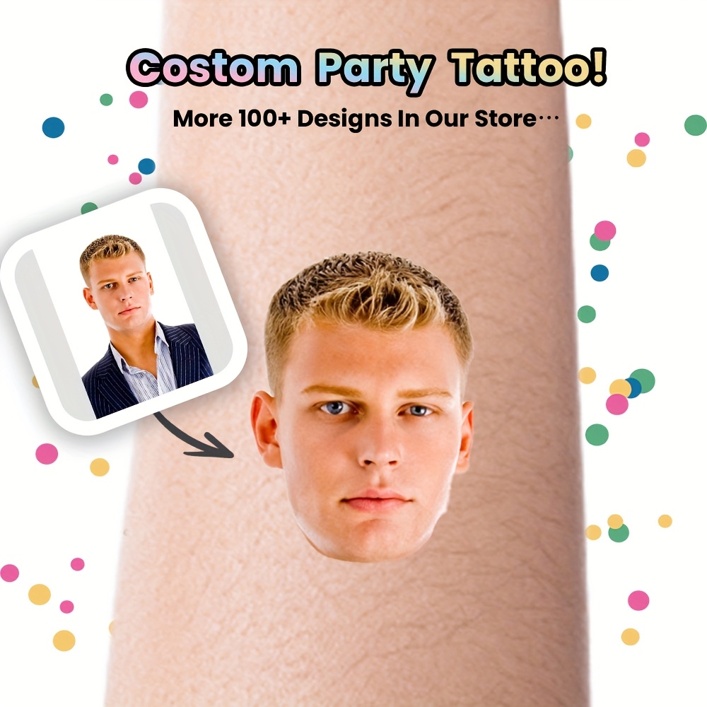 TEMU 15pcs Custom Portrait Tattoo Stickers, Safe Non-toxic Material, Ideal For Halloween And Costume Parties