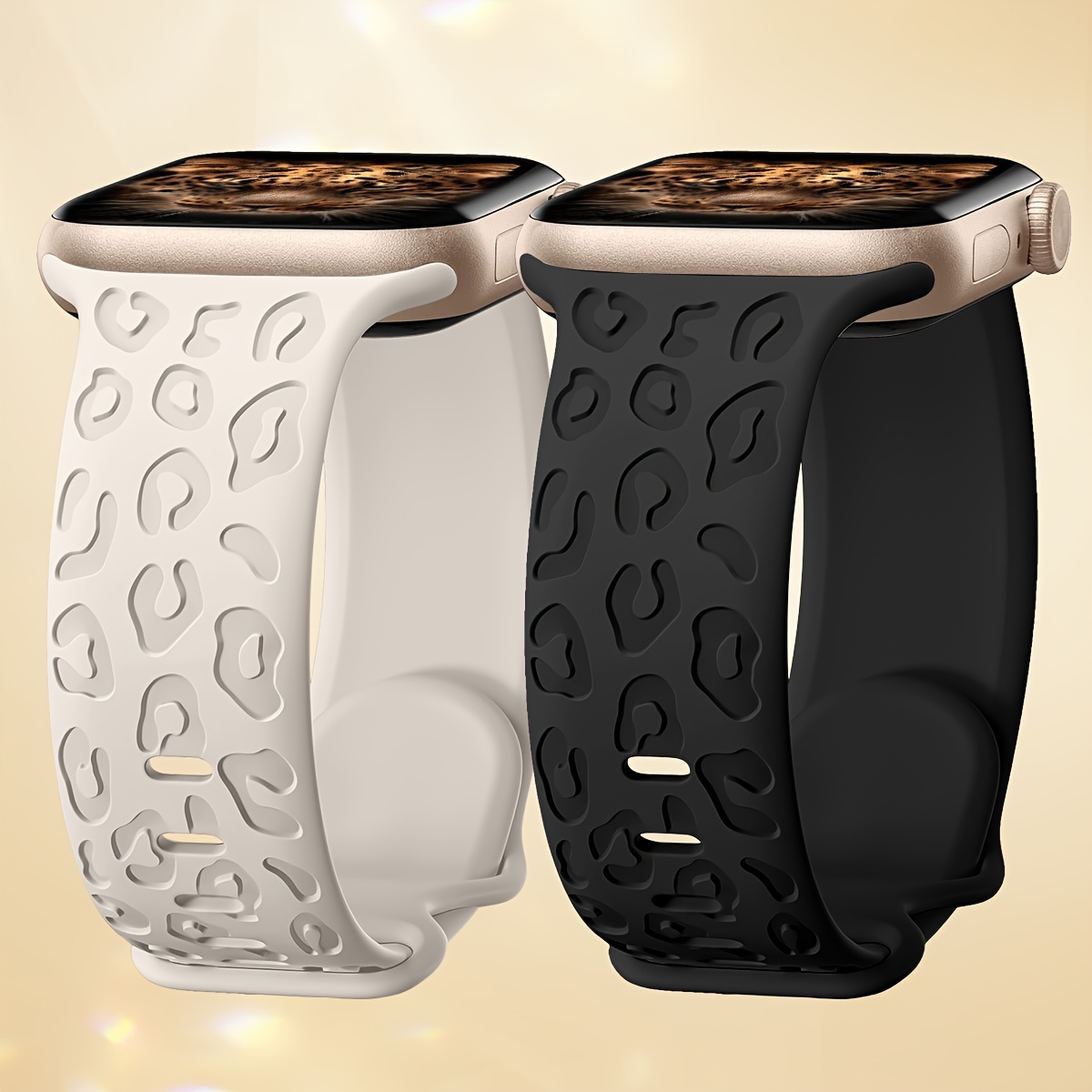 

2pcs Leopard Print Silicone Watch Bands - Comfortable, Breathable & Stylish For Apple Watch 38mm-49mm | Perfect Gift For Valentine's Day & New Year