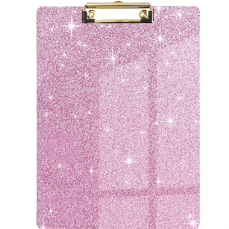 

1pc Hdhuiun Pink Glitter Acrylic Clipboard, Large & Small Size, Plastic Office Clipboard With Clip For Women