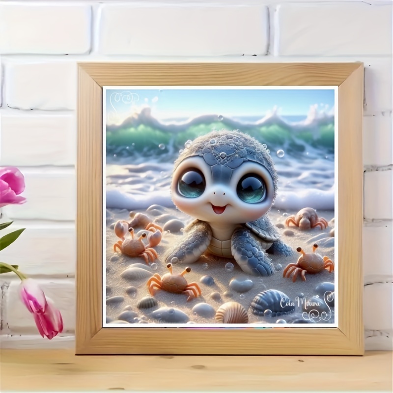 Diamond Painting Of A Cute On The Beach, Designed At 20.20cm Inches