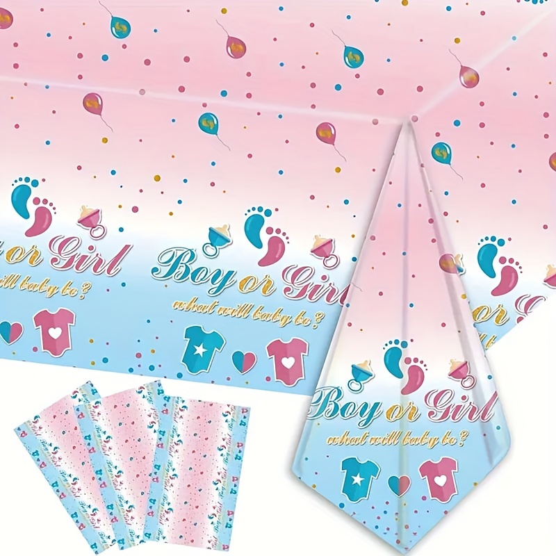 

Gender Reveal Party Supplies Disposable Rectangle Tablecloth Blue And Pink Color, 1pc Waterproof Table Covers For Gender Reveal Party, Eid Al-adha Mubarak