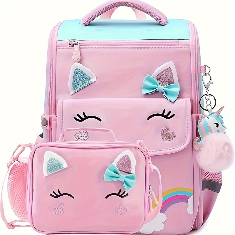 

Girls Backpack Set Pencil Case 15.6 "laptop Bag Cute College Backpack Large Book Bag For Women Teen Student Burglar Travel Day Bag (book Bag + Lunch Bag)- Pink
