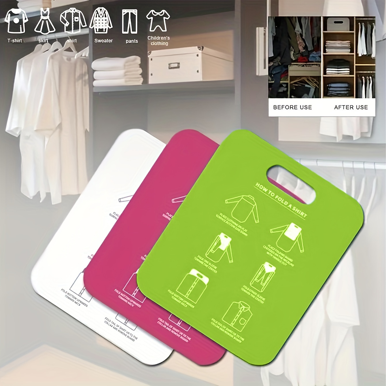10pcsCaronara Roll Clothes Storage Tape Lazy People Fold Clothes Tie Pants  Socks Curtains Tie Clothes Tape Arrangement Folding Board
