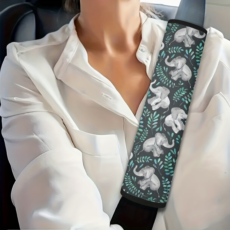 

1pc Elephant Car Safety Seatbelt Strap Cover For Women Lady, Soft Comfy Seat Belt Pads Covers For Adults, Shoulder Belt Pad Protect You Neck From The Seatbelt Rubbing, Green Printed