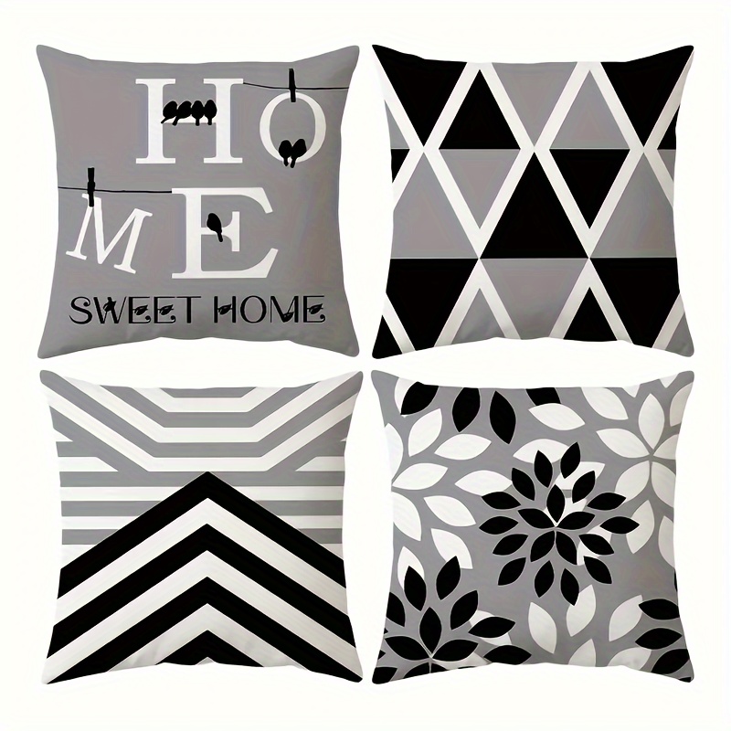 

4pcs Polyester Pillowcase Set: And , 18"x18", Sofa , Decor, No Included