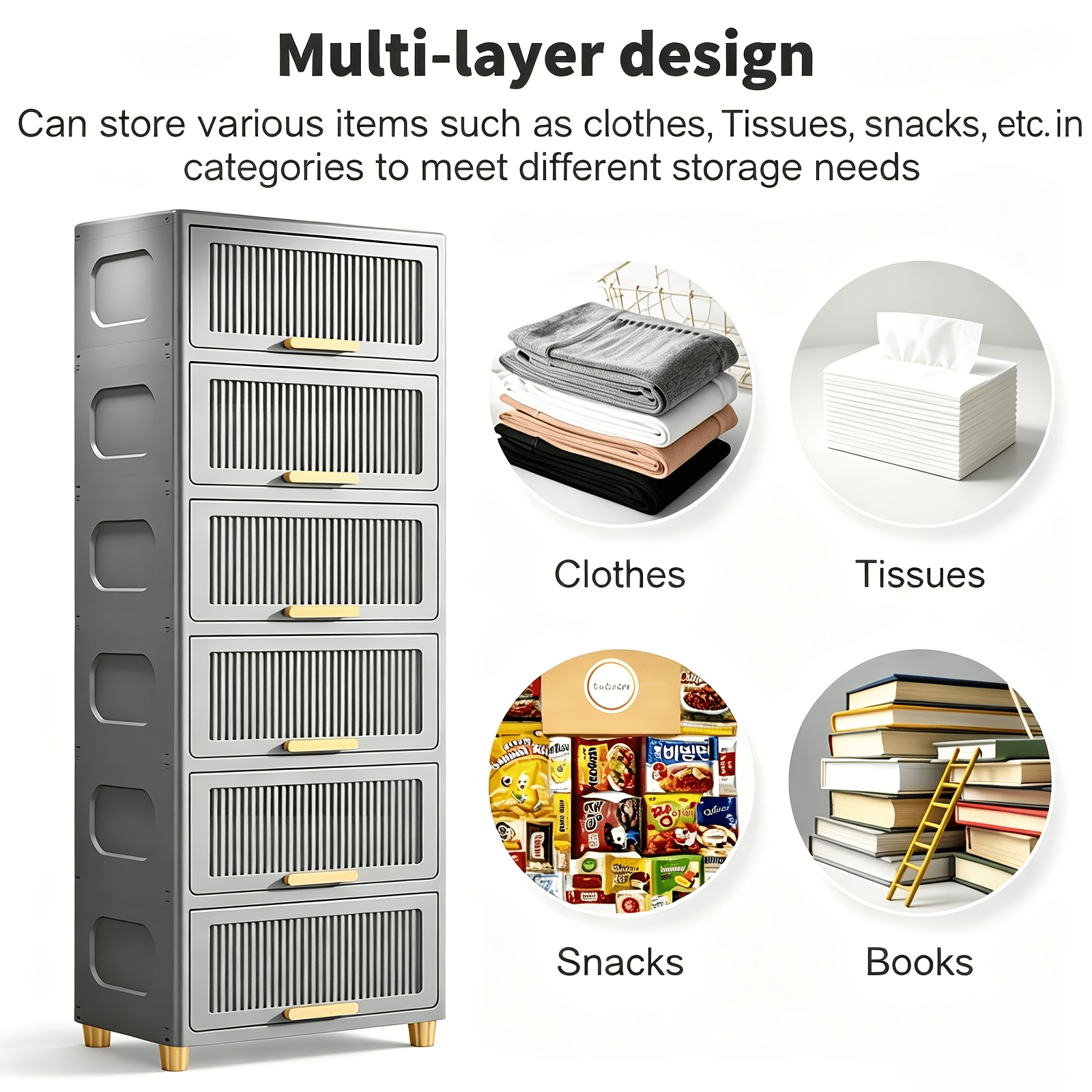 6-Tier Plastic Glam Style Storage Cabinet Set