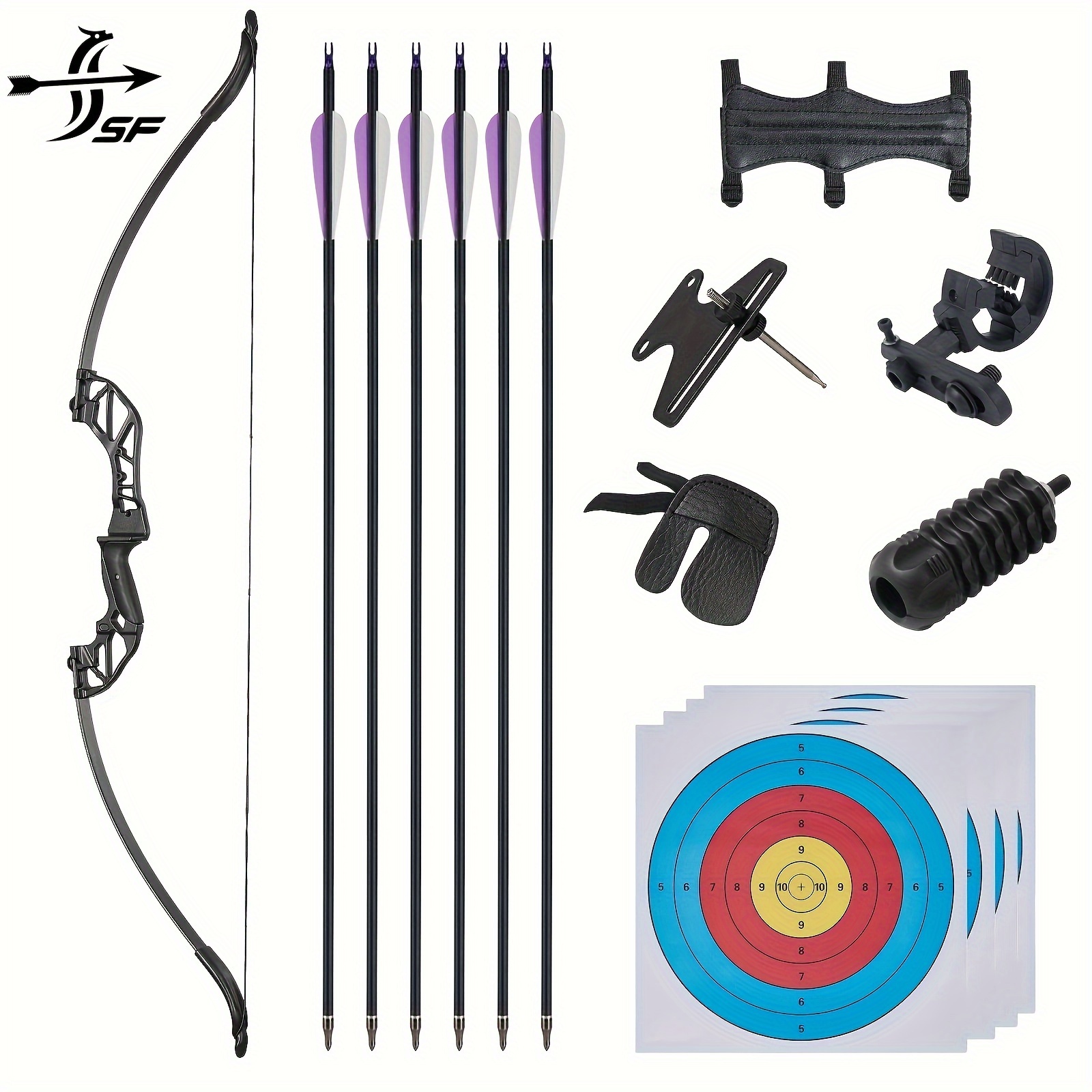 

Sf 56" Recurve , Practicing Archery Bows With Aluminum Alloy Limbs And Riser For Adults Youth Or Beginners - Right Handed 40-55lbs