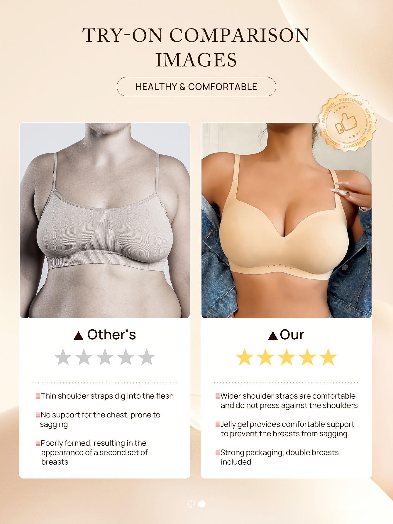 Naadloze push-up bh van jelly-materiaal met liftend en vormgevend effect voor de buste