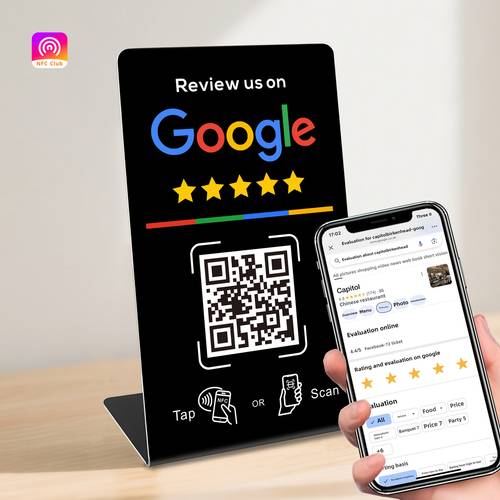 item picture 1pc 3pcs 5pcs nfc display stand nfc tap and board manage review links durable pvc material suitable for google reviews and display stand with functionality