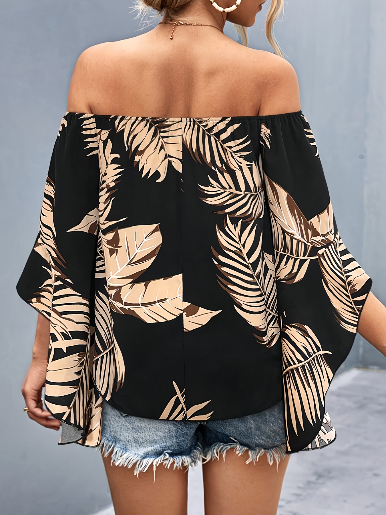 blusa campana estampado hojas mujer Temu Guatemala