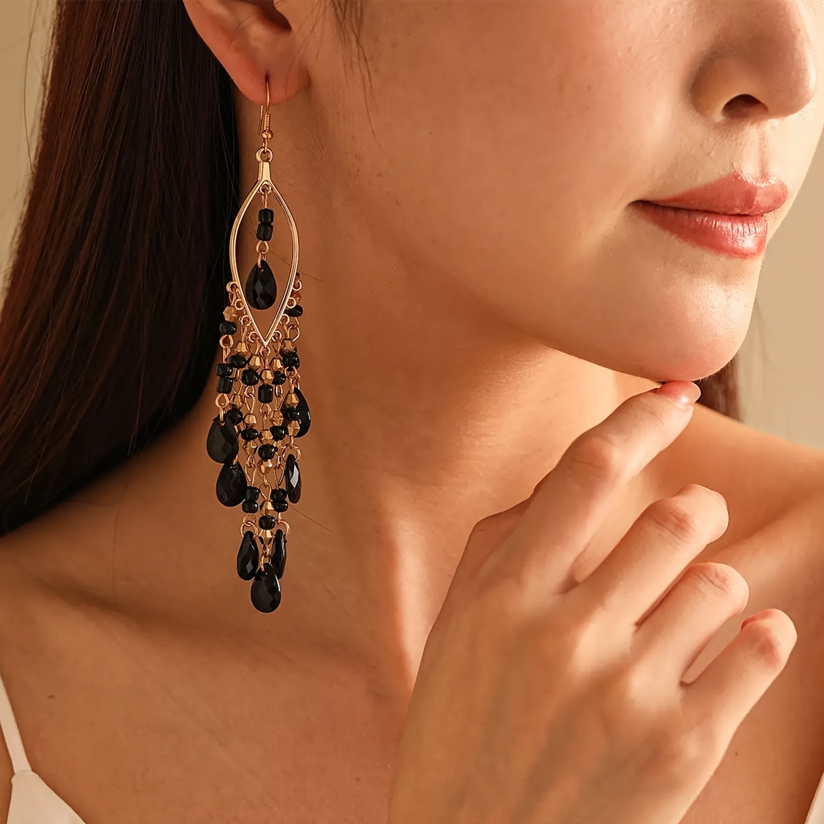 crystal tassel earrings women retro water Temu Pakistan - Main Image